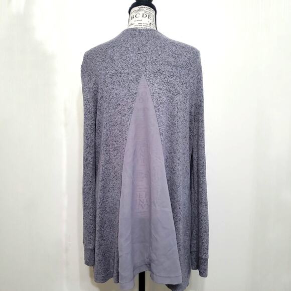 Juicy Couture Grey Open Drape Cardigan Sheer Back Panel Long Sleeve Medium - Picture 4 of 9